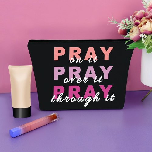 Sazuwu Christian Gifts: Black Makeup Bag - Faith & Inspirational Gifts for Women, Mom, Birthday & Christmas