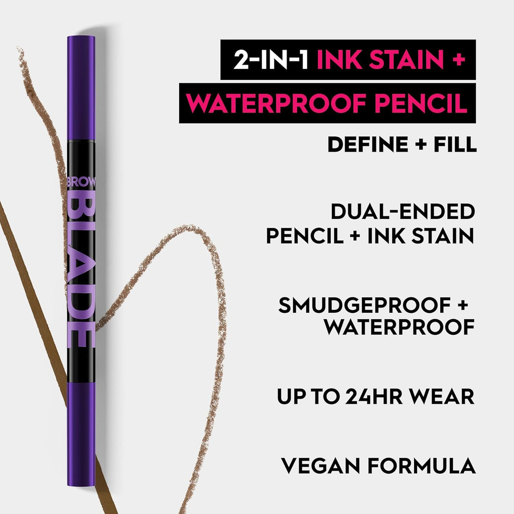 Urban Decay Brow Blade 2-in-1 Eyebrow Pen & Waterproof Pencil - Smudge-Proof, 24HR Wear, Define & Fill - 0.01 oz
