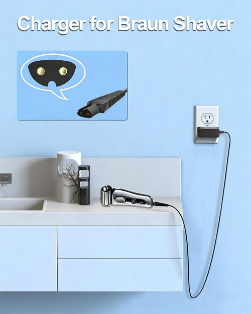 Braun 12V Charger - 5.9Ft Charging Cord for Series 9/7/5/3/1 Electric Shavers & Trimmers