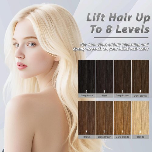 Skiennix Gentle Cream Hair Bleach Kit - Ammonia-Free, No-Drip Lightening, Lifts Up to 8 Levels