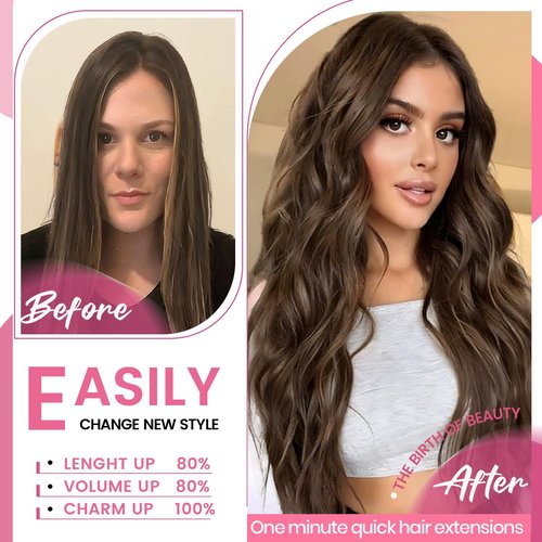 CWRDK Clip in Hair Extensions Real Human Hair, 100% Brazilian Remy Human Hair Clip ins for Women, Straight Seamless Double Weft Hair Extensions, Invisible 8pcs, 16 Inch 90g, #1B Natural Black