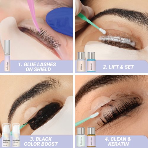 MIYA LASH Lift & Brow Lamination Kit | Black, Voluminous Eyebrows & Eyelashes Color | Professional 8 Weeks Result | LVL, Perm, Laminate | Keratin Brow & Lash Kit With All Tools
