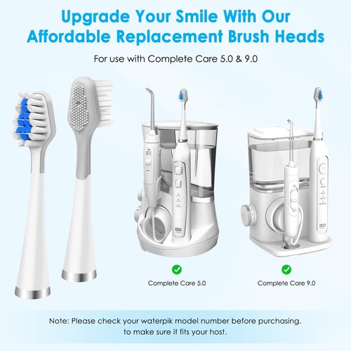 3-Count Toothbrush Replacement Heads Compatible with Watepik Complete Care 5.0/9.0 (CC-01/WP-861) with Tongue Scraper, STRB-3WW