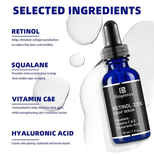 Skiennix Retinol Serum - 2.5% Intense Night Formula with Squalane, Vitamin C & E | 30 ml for Youthful Skin