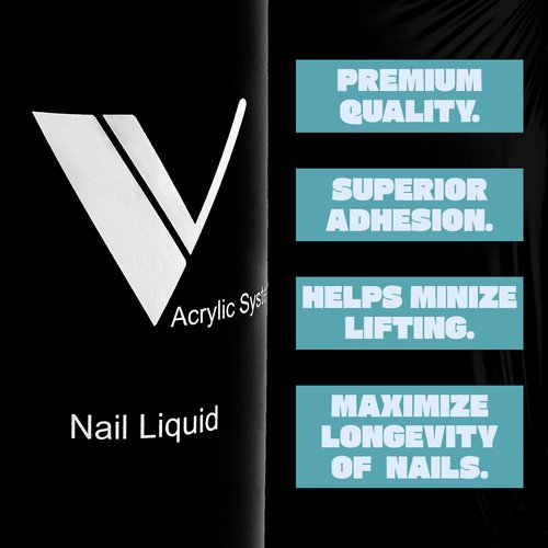 V Beauty Pure Monomer Acrylic Nail Liquid - Long-Lasting Nail Monomer Liquid for Smooth & Glossy Finish - Acrylic Nail Supplies for Nail Technicians, Salon & Manicures & Pedicures - 8 Oz