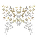 56Pcs Butterfly Nail Charms Crystals Diamonds Rhinestones, Metal 3D Alloy Light Golden Silver Butterflies Charms Shiny Gems Nails Art Decoration Supplies Accessories for Acrylic Nails DIY Manicure