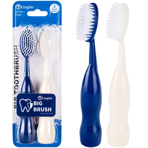 Lingito Smokers Toothbrush Wide-Head, Extra-Firm Hard-Bristle Oral Care for Tough Stains, Deep-Cleaning Manual Brush for Coffee & Tobacco-Stained Teeth, Premium Stain Removal & Brightening - (2 Pack)