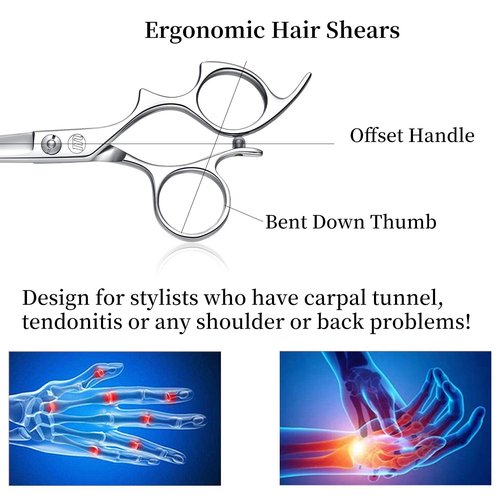 Moontay 5.5" Hair Cutting Shears with Large Finger Holes, Professional Barber Stylist Thinning Shears, Salon Hair Cutting Scissors, 440C Japanese Stainless Steel, Silver
