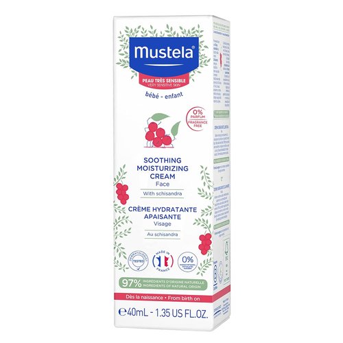 Mustela Baby Soothing Moisturizing Cream - Fragrance-Free Face Moisturizer for Sensitive Skin - 1.35 fl. oz.