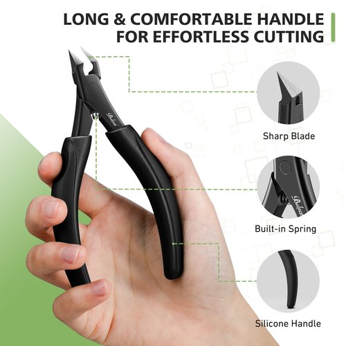 BALUCA Straight Edge Toenail Clippers for Thick Nails & Ingrown Toenails – Heavy Duty Straight Blade Toe Nail Clipper with Long Handle, Toe Nail Cutters for Adults, Seniors, Men and Women -Black