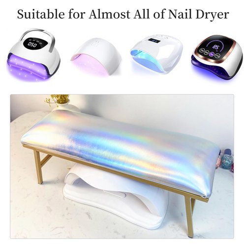 Arm Rest for Nails, Nail Arm Rest for Nail Tech with Microfiber Leather Nail Table Mat, Manicure Hand Rest Stand Nail Art Accessories Tool for Nails Tech (Aurora)