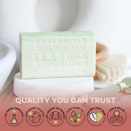 Australian Botanical Soap, 6.6 OZ Bars, Goat Milk, Eucalyptus, Sandalwood, Coconut, Charcoal, Aloe Vera, Lemongrass, and Tea Tree, Enriched with Organic African Shea Butter, Variety Pack of 8