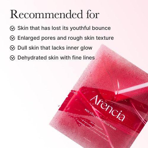 ARENCIA Red Collagen Jello Mask - Plump & Hydrating Overnight Hydrogel Mask for Dry Skin | 4 Pack