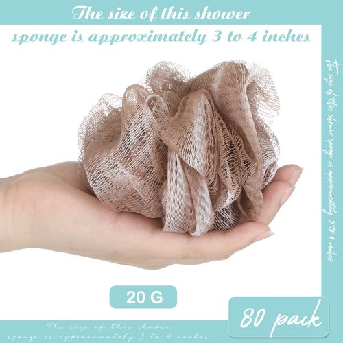 CHENGU 80 Pcs Loofah Bulk Sponge Bath Sponges for Shower, Bath, Body Pouf Mesh Loofah Exfoliating Body Scrubber for Baby, Women, Men, 20g (Plain, Novel Colors)