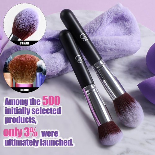 BS-MALL Makeup Brushes Set 30 Pcs – Including Face Washing Puffs, Blush Powder Bronzer Foundation Eyeshadow Concealer Brushes, and Mini Makeup Sponge Makeup Sponges Set (Black)
