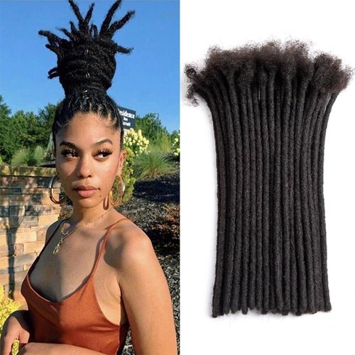 Teresa Human Hair Dreadlock Extensions Human Loc Extensions 0.8cm Width 6 Inch 20 strands Real Hair Dreadlock Extensions Loc Extensions Human Hair For Men/Women/Kids