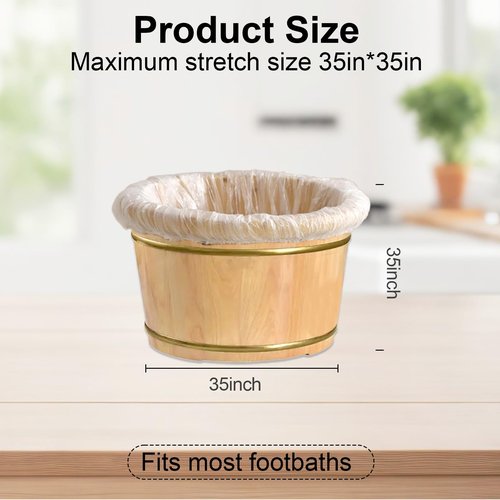 25 Pcs Transparent Pedicure Liners Disposable, Disposable Foot Tub Liner Portable Bath Bags with Retractable Belt, Portable Bath Bag, Can Be Used in Foot Bath Stores, SPA halls, Home Personal Care