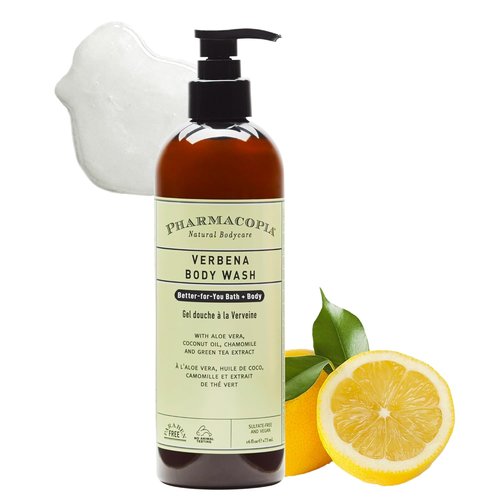 Pharmacopia Verbena Body Wash - Nourishing Natural Shower Gel with Aloe Vera & Coconut Oil | 16 oz
