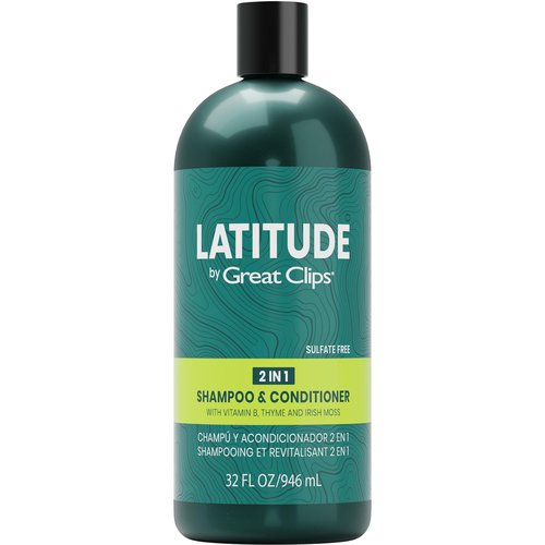 GREAT CLIPS LATITUDE 2-in-1 Shampoo + Conditioner | Daily Shampoo and Conditioner Set for Men | Promotes Full + Healthy Hair | 32oz | Packaging May Vary