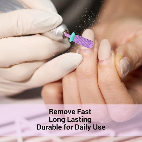 MelodySusie Safety Nail Drill Bits, 3/32'' Smooth Round Top Small Barrel Carbide Bits, Fast Remove Acrylic or Hard Gel for Manicure Pedicure Salon Professional or Beginner, Purple, Coarse
