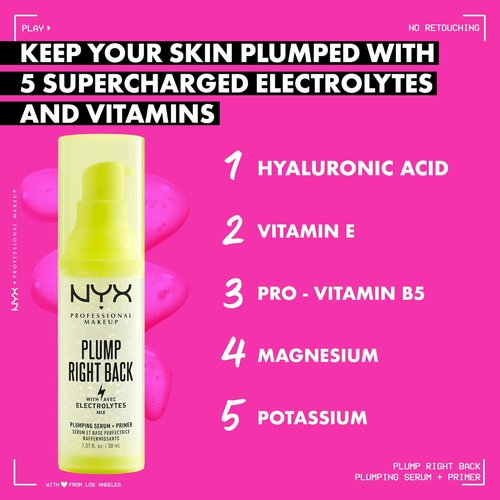 NYX Professional Makeup Plump Right Back Serum & Primer - Hydrating Formula with Hyaluronic Acid