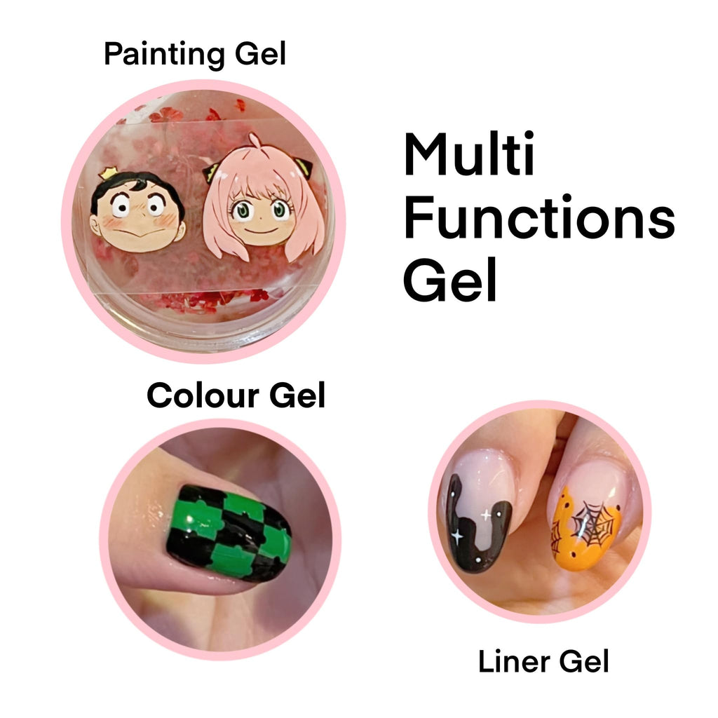 YJMyujimi Advanced Painting Gel for Nail Art,8 colour kit with 2 palette(12 divsions),Non wipe,Manicure Professional Nail Salon DIY at Home Gift (Set A)
