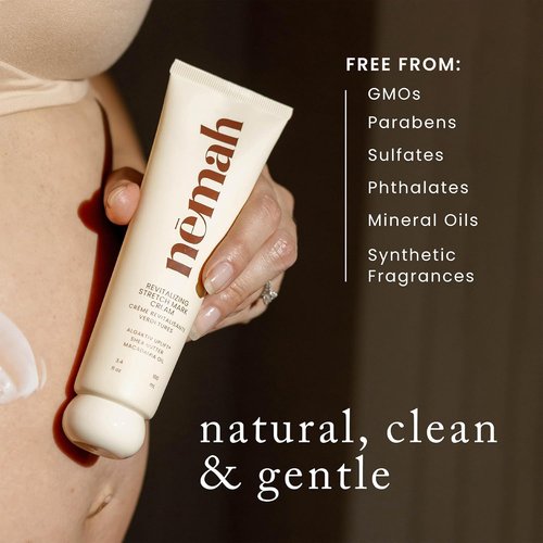 Nemah Stretch Mark Cream - Moisturizing Pregnancy Body Cream with Shea Butter & Macadamia Oil | 3.4 oz