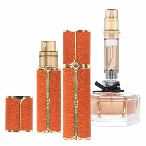 muilsae AF01ORG Leather Perfume atomiser, 5ml Bottom Fill Travel Perfume Bottle, Refillable Perfume Dispenser for Women & Men (AF01ORG, 5ml)