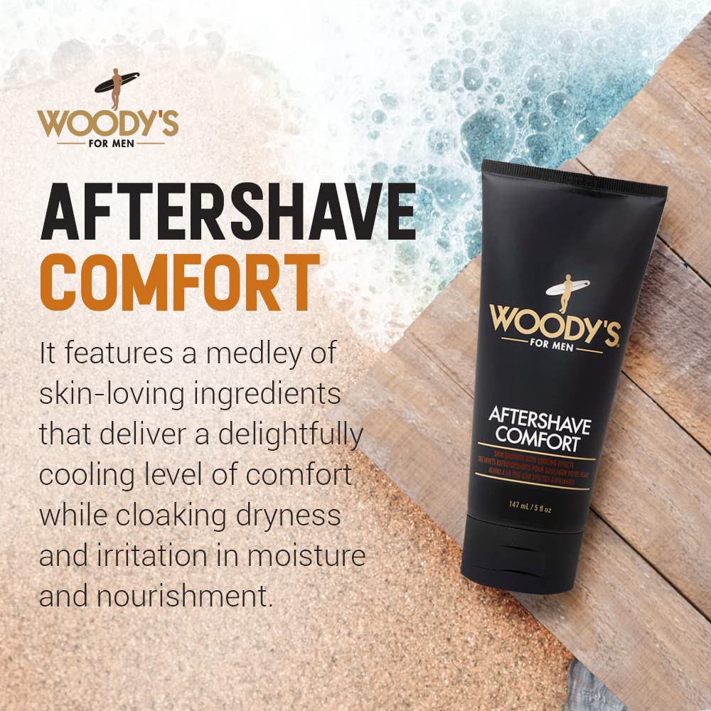 Woody's After Shave Balm for Men - Soothing & Hydrating Aftershave for Men Sensitive Skin, Reduces Razor Burn & Irritation, Non-Greasy Formula, 5 oz
