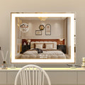 BEAUTME Vanity Mirror With LED Lights - Tabletop Hollywood Makeup Mirror for Bedroom - Aluminium Frame, 48.540.5cm, White