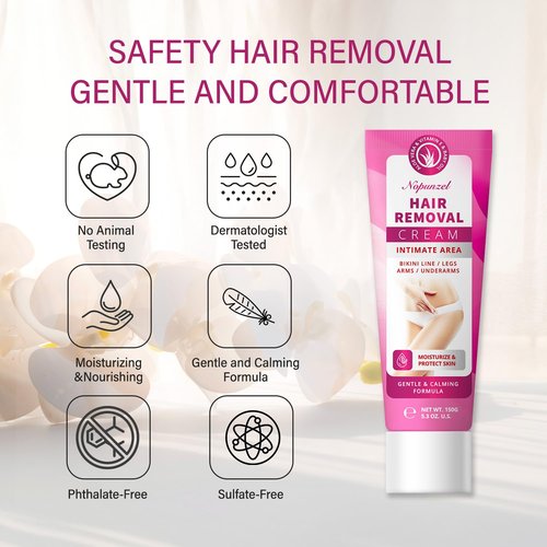 Hair Removal Cream for Women: Depilatory Cream for Intimate Areas and Pubic Area with Aloe Vera and Vitamin E - Hair Removal for Body Legs Arms Underarms Bikini - Fast Painless Soothing - 5.3 oz
