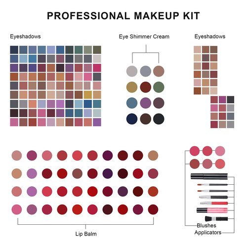 Hot Sugar 182 Colors Full Makeup Kit for Women Teen Girls All-in-One Cosmetic Set Birthday Holiday Gift (BLACK)