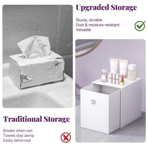 Delamu Clean Skin Club Face Towels Holder, Stackable Acrylic Organizer Compatible with Clean Skin Club Towel XL, Bathroom Vanity, Dresser Holder, Dustproof Multipurpose for Makeup, Skincare, White