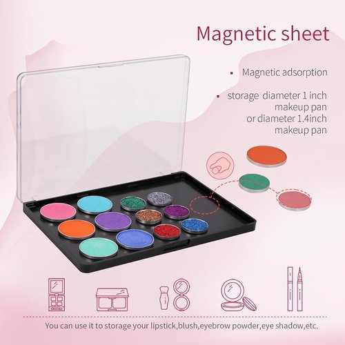 Skiennix Magnetic Makeup Palette - Empty Eyeshadow Storage Box with 60 Adhesive Stickers | 7.87” x 5.51”