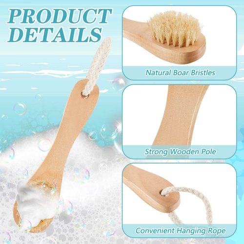 Nuanchu 6 Pcs Wooden Face Cleaning Brush Facial Exfoliator Brush Dry Scrubber Natural Bristles for Face Care Scrubber Exfoliator Wood Handle Facial Cleanser Tool to Unclog Pore