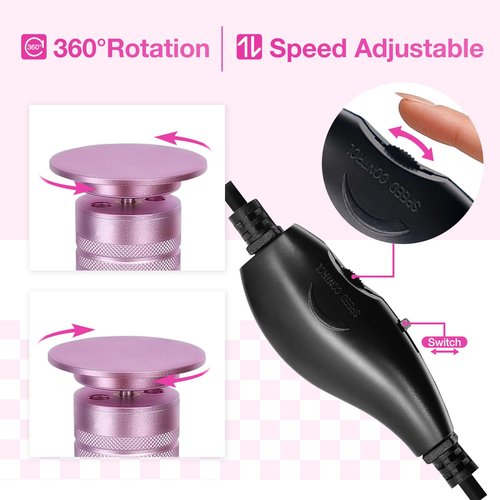 Hocent Upgrade 1200RPM Electric Callus Remover for Feet, Powerful Electric Foot File with 60 Sandpaper Discs, Adjustable Speed, Plug-in Pedicure Tool for Cracked Heels & Dead Skin, Pink