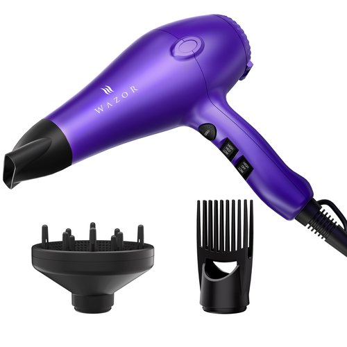 1875W Professional Hair Dryer, Lightweight & Quiet Ionic Blow Dryer, Tourmaline Ceramic Technology for Fast Drying with 2 Speeds & 3 Heat Settings, Damage-Free Shiny Hair, Cool Shot Button, Purple