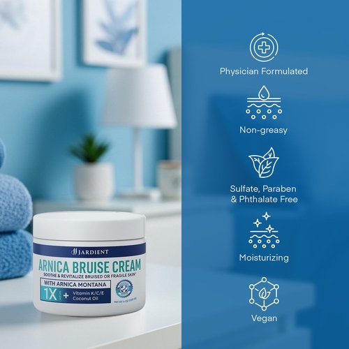 Arnica Bruise Cream Extra-Strength: Fast-Acting for Bruising & Swelling on Thin Skin - Advanced Formula with Arnica Montana Vitamin K C & E - Soothing Hydrating for Face and Body (4 Fl Oz (Pack of 1))