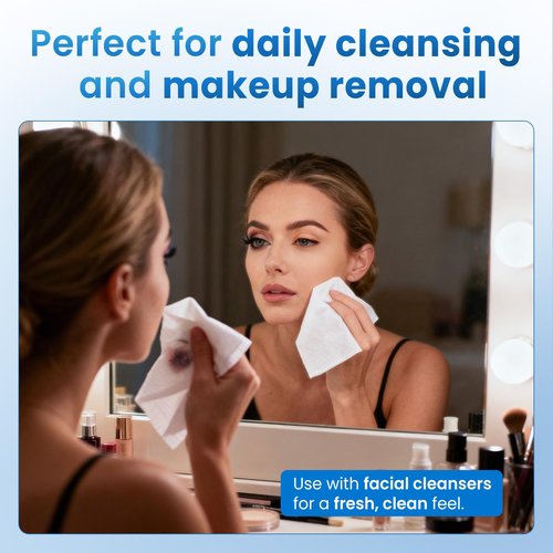 Borje Face Towels XL, Disposable Face Towel 10" x 12", 100 Count (2 Packs of 50), 100% USDA Biobased Facial Towelettes, Ultra Soft & Thick Makeup Remover Dry Wipes for Women Cleansing