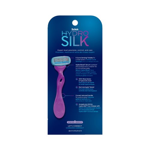 Schick Hydro Silk Moisture Women's Razor | 5-Blade Razor for Women, 1 Handle & 2 Refills