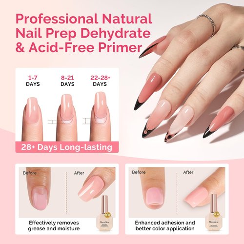 MelodySusie Nail Glue Nail Dehydrator and Primer Set Long Lasting Shine Nail Polish Art Design Manicure Kit Perfect Gifts for Women Girls 3 Pcs 15ml Clear