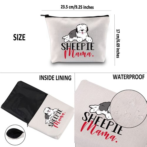 G2TUP Old English Sheepdog Lover Gift - Sheepie Mom Makeup Bag, Dog Owner Zipper Travel Bag (Sheepie Mom MB)