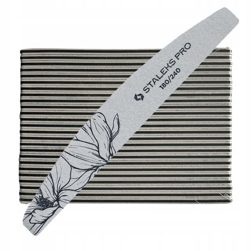 STALEKS PRO Expert 40 Crescent Mineral Nail File (180/240 Grit, 25 Pcs) – Professional Double-Sided File for Natural Nail Finishing & Polishing