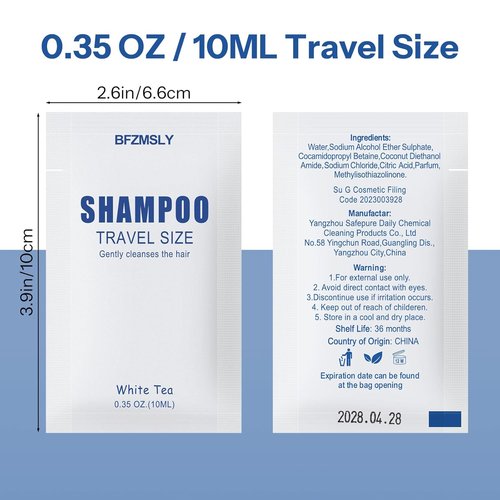 Skiennix Travel Size Toiletries Set - 3-in-1 Shampoo, Body Wash & Conditioner | White Tea Scent, 0.35oz Each, 100 Sets