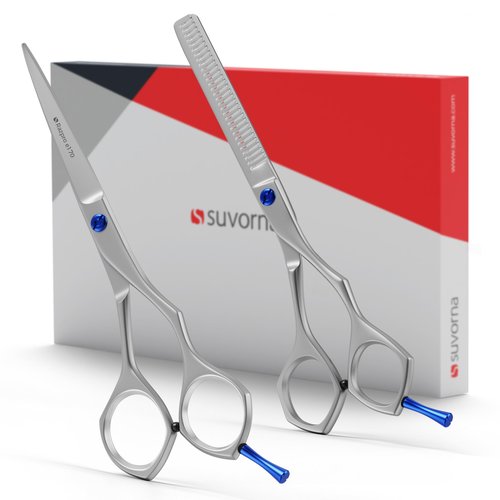 Suvorna Hair Cutting Scissors with Thinning Shears for Hair Cutting | 6.5" Japanese Steel Hair Scissors Professional | Right Hand haircut scissors for Cutting & Layering | Hair Shears for Women & Men