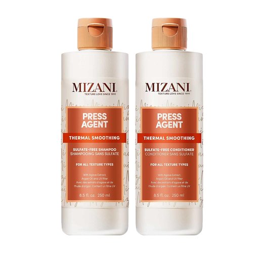 Mizani Press Agent Shampoo & Conditioner Set - Sulfate-Free, Detangles & Moisturizes Hair | 8.5 Fl Oz (Pack of 2)