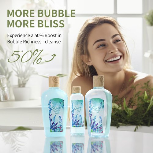 BODY & EARTH 12Pcs Ocean Scent Spa Gift Baskets for Women Luxurious Gifts for Women Valentines Day Gifts for Her Gift Sets for Women