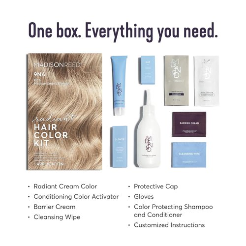 Madison Reed Hair Color Kit - Radiant Pisa Blonde 9NA with Bonding Time Hair Serum