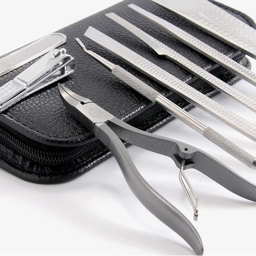 Nail Clipper,Heavy Duty Ingrown Podiatrist Toenail Tool Kit,Stainless Steel Long Handle Cosmetic Pedicure Set for Ingrown and Thick Nails for Callus 8Piece