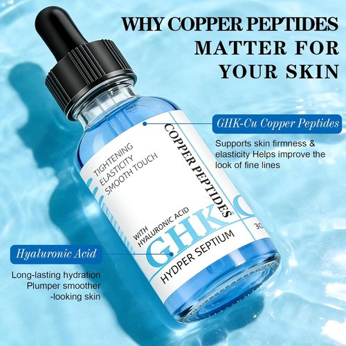 GHK-Cu Copper Peptide Facial Serum - Lightweight Moisture-Balancing Hydration with Hyaluronic Acid | 1 fl oz